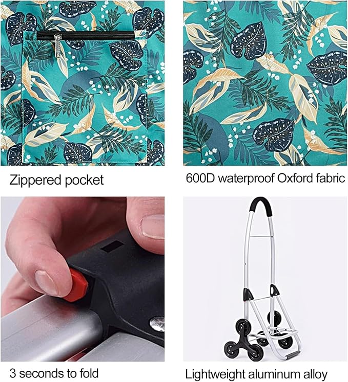 Shopping Carts for Groceries Rolling Utility Cart, Waterproof Removable Canvas Bag for Laundry Grocery, Shopping, Baggage, Picnic(A)