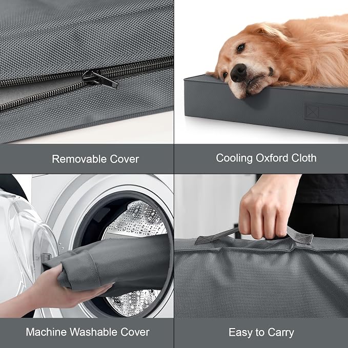 Outdoor Waterproof Orthopedic Dog Bed for Medium Size Dogs | Egg Crate Foam for Joint Support, Fits 36x23 Crates, TPU Waterproof Layer, Machine Washable 1680D Oxford Cover, Up to 50 lbs