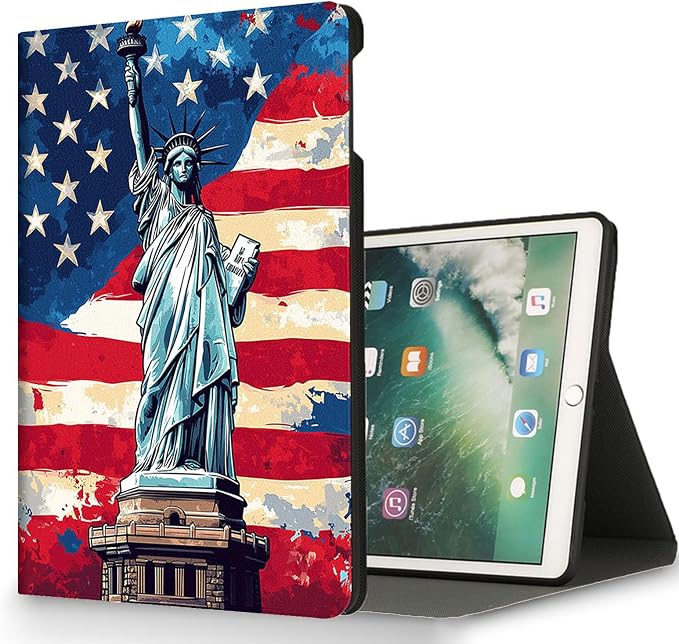 for Microsoft Surface Go 4/3/2/1-10.5" 2021 Tablet Case,Auto Wake/Sleep,Adjustable Stand Protective Cover - American Statue of Liberty