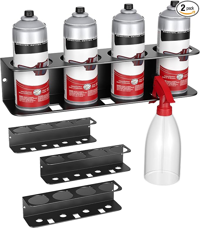 EVERHANGER Spray Can Holder, Wall Mount Spray Bottle Storage Rack Heavy Duty Spray Paint Bottle Organizer for Garage & Home, 16 Can Holes