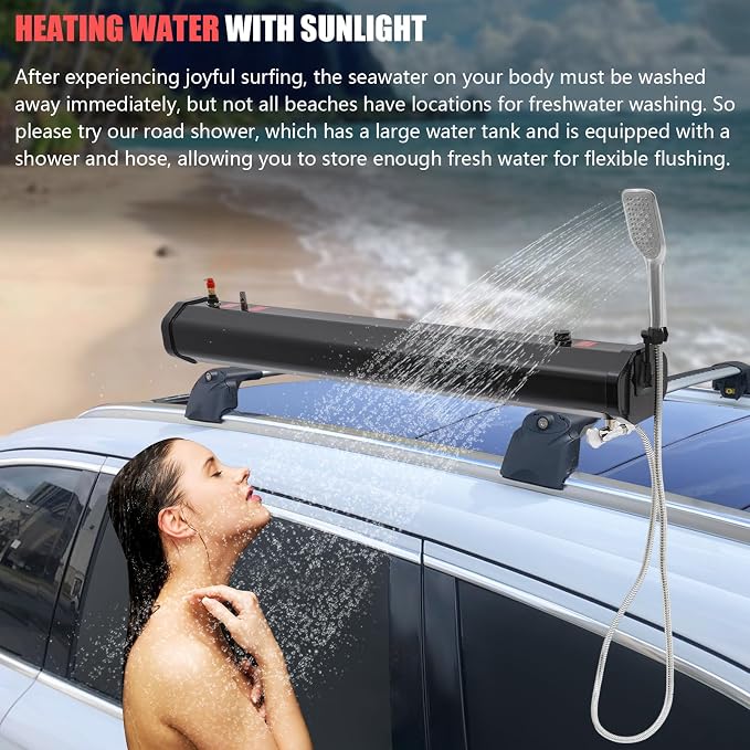 Pressurized Water Tank for Camping Shower,Portable Camping Showerhead Handheld with Storage Bag, Roof Rack Shower for Hiking, Car wash, Pet Cleaning, Beach Vacations