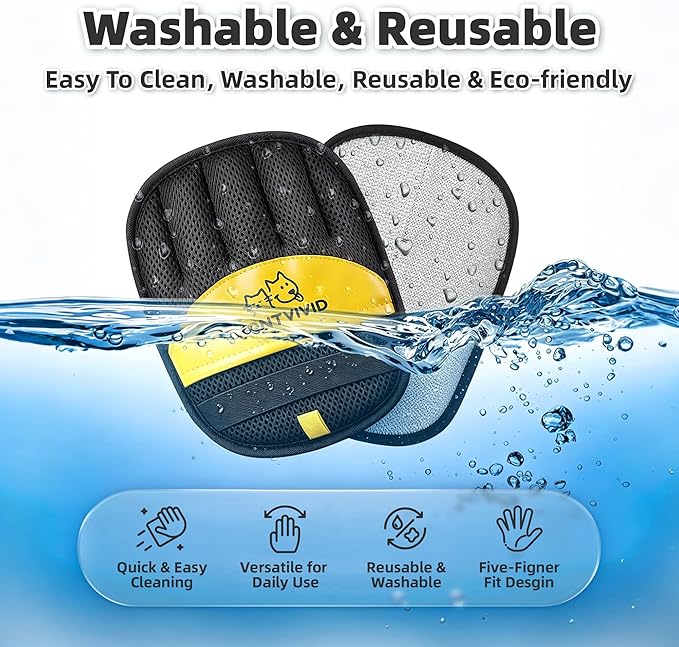 Upgraded Electrostatic Pet Hair Removal Glove Reusable Magic Brush for Removing Cats & Dogs Hair from Clothes, Couch, Carpet, Furniture and Bed,Safe for All Fabrics,Gifts for Pet Owners