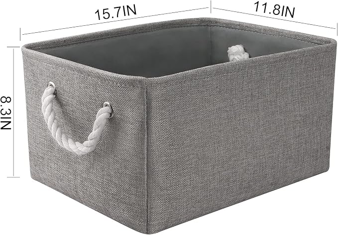 Large Storage Bins Basket, 2 Pack Grey Fabric Storage Cubes for Changing Table Nursery Livingroom Kidsroom Playroom Toy, Collapsible Storage Baskets for organizing Shelves Closet