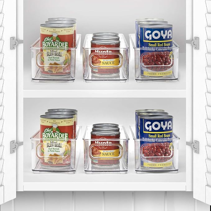 Sorbus Fridge Organizers and Storage, Clear Stackable Bins (Small, 4 Pack) | Built-in grips support easy access and transport; plastic containers organize food in freezers, drawers and countertops.