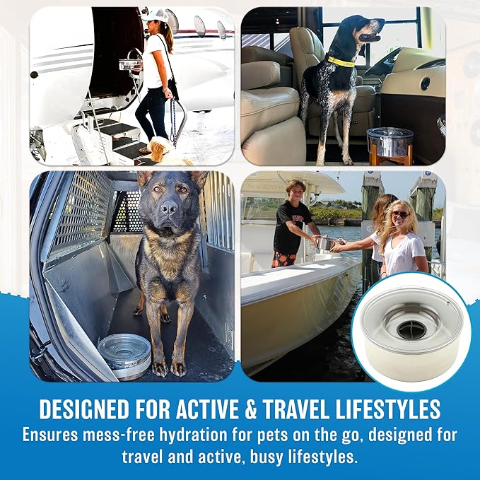 Slopper Stopper Tritan Plastic Dripless Water Bowl with Lid – Holds 1 Gal, Reduces Spills & Trails Up to 85%+, Water Bowl for Mammoth Breed Dogs (131+ lbs), The Original Slobber Stopper