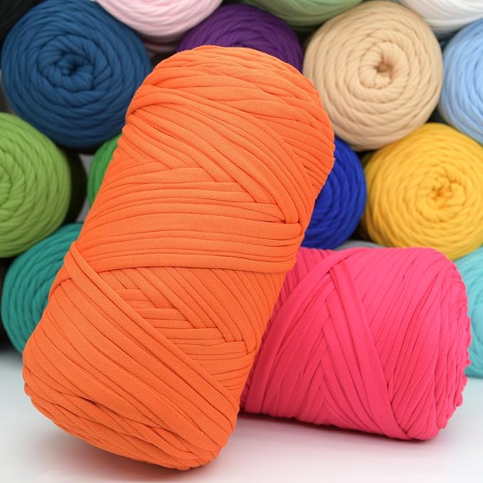400g Tshirt Yarn for Crochet,Coffee Brown T Shirt Soft Elastic Fabric Chunky Thick T-Shirt Crochet Yarn for Crocheting Knitting Beginner Hand Knitting for Bag/DIY Craft/Home Decor-Dark Coffee