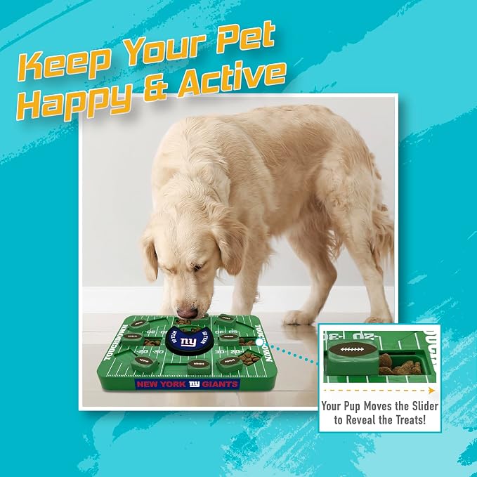 Pets First NFL New York Giants Large Puzzle Toy - Interactive Dog Treat & Slow Feeding Toy