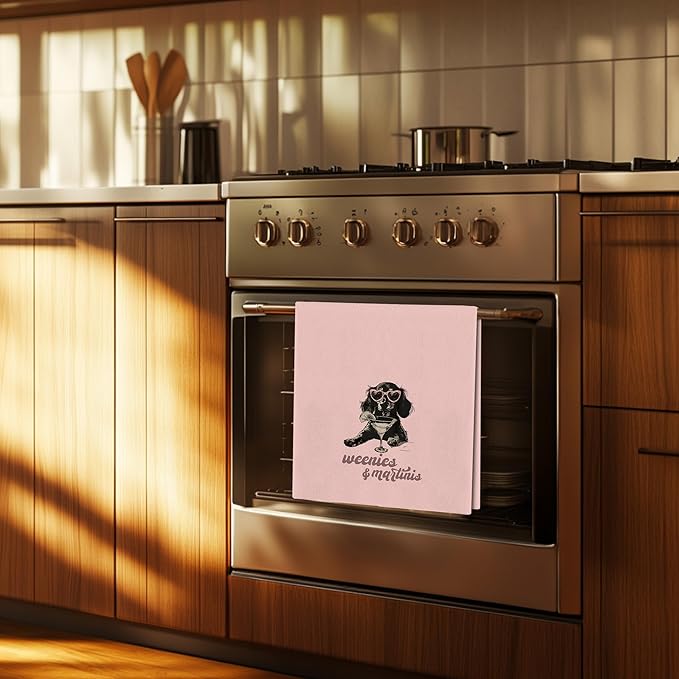 Dachshund Kitchen Dish Towels - Dachshund Gifts for Women, Wiener Dog Dachshund Kitchen Decor, Funny Weenies Martinis Hand Towels for Kitchen Decorative 16x24
