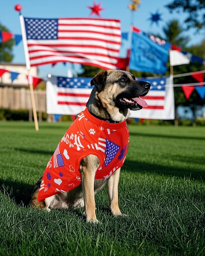 PET SHOW 4 Pack 4th of July Dog Shirts for Extra Large Dogs Boy Girl | Patriotic t-shirts for dogs,polyester,US flag sleeveless vest, independence day holiday clothes tank top,XXXL
