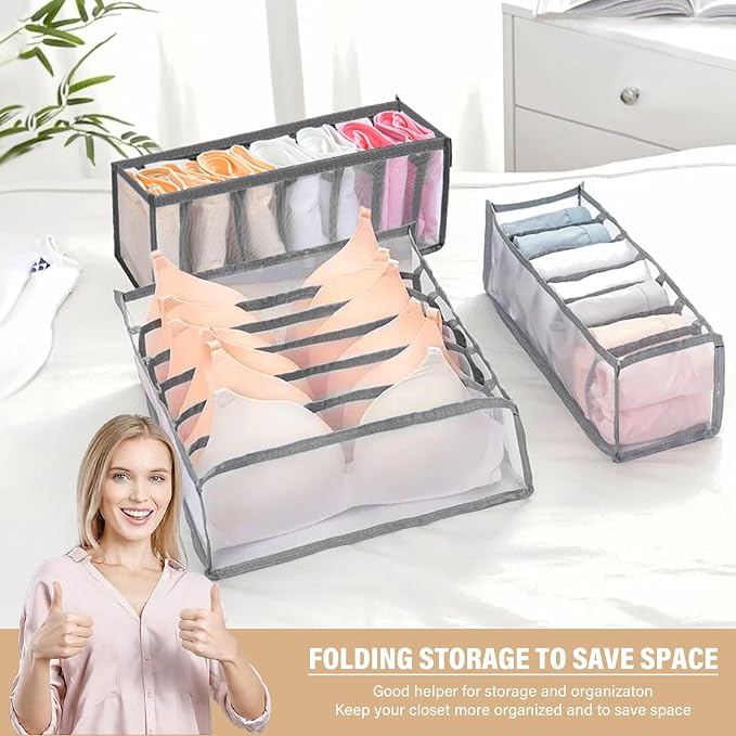 Drawer Organizer Clothes, Drawer Organizer for Clothing, Closet Organizers & Storage, Drawer Dividers for Clothes, Mesh Separation Box for Thin Jeans, Trousers, T-shirts, Skirts