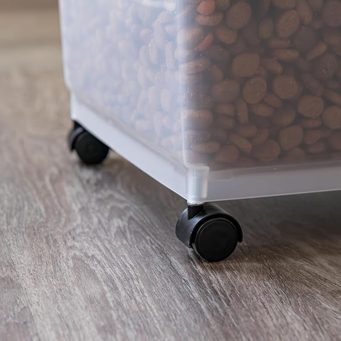 IRIS USA Dog Food Storage Container, 2-Pack, Up to 54 lbs, Black | Made in the USA, Comes w/ Wheels & 2-Cup Scoop, Airtight Seal, BPA-Free, Bird Seed, Cat food, Cat Litter, Multi-Pet Household