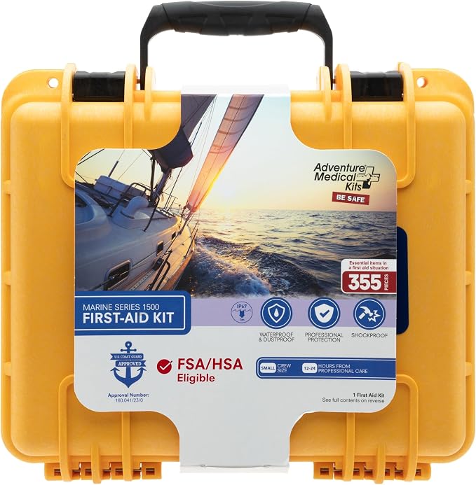 Adventure Medical Kits Marine Series Medical Kit - 1500 - Boat First Aid Kit For Small Crews 24 Hours From Care - Includes Emergency Medical Supplies Like Bandages, Medicine, Guide Book & More | Exceeds Coast Guard Standards & Comes in a Shockproof, Wa...