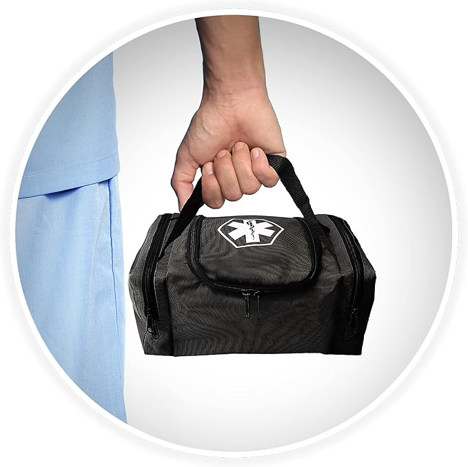 ASA TECHMED First Aid Responder EMS Emergency Medical Trauma Bag EMT, Fire Fighter, Police Officer, Paramedics, Nurse, Black