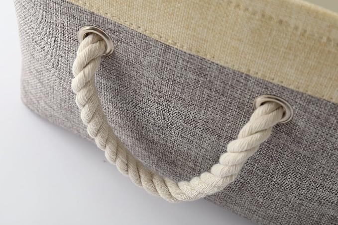 Storage Basket for Organizing - 3 Pack 14x10x7 inch Large Collapsible Storage Bin for Shelves, Fabric Storage Cubes for Organizer ClosetCloth Gift Toy (Grey & Gold)