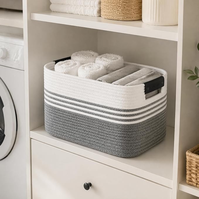19.2GAL Sturdy Large Laundry Basket with Handles for Bathroom, Dorm Dirty Clothes, Portable Aesthetic Boho Cute Woven Storage Blanket Baskets for Living Room Decor Girls Boys Pets Toys Mix Black