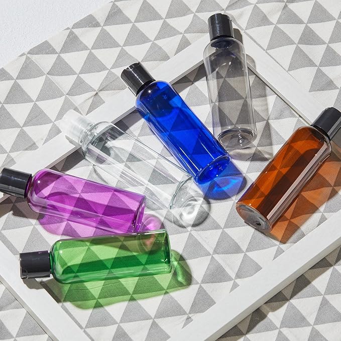 Travel Bottles for Toiletries, 3.4 oz Travel Size Containers, 5pcs, Clear | Squeezable empty plastic bottles, TSA approved, leak proof, with labels, for liquids & shampoo lotion, gym essentials