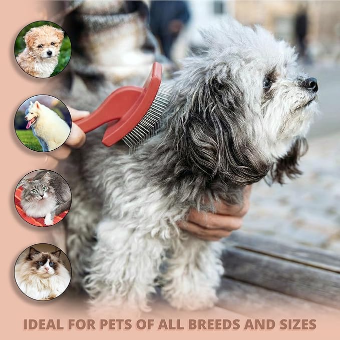 Slicker Brush for Dogs, Dog Brush for Shedding Massaging, Doodle Brush for Long Haired Dogs with Extra Long Pins to Effectively Remove Tangles, Knots and Mats (LARGE) (Coral, Large)