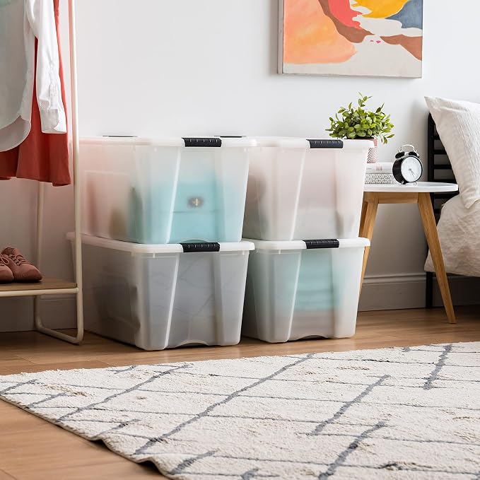 IRIS USA 4-Pack 72 Quart Storage Bins with Lids, Pearl