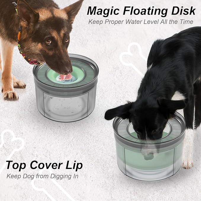 Techphardo 1Gallon No Spill Dog Water Bowl-3.8L Large Capacity, BPA-Free, Anti-Splash & Anti-Digging Design with Non-Slip Base, for Messy Drinkers