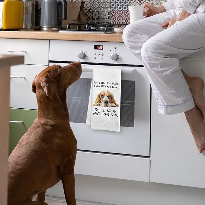Funny Bassett Basset Hound Every Meal You Make Every Bite You Take Dog Decor Kitchen Dish Hand Tea Towels for Bathroom, Bassett Basset Hound Mom Dad Gifts Gift for Women Men Kids, 16x24 Inch