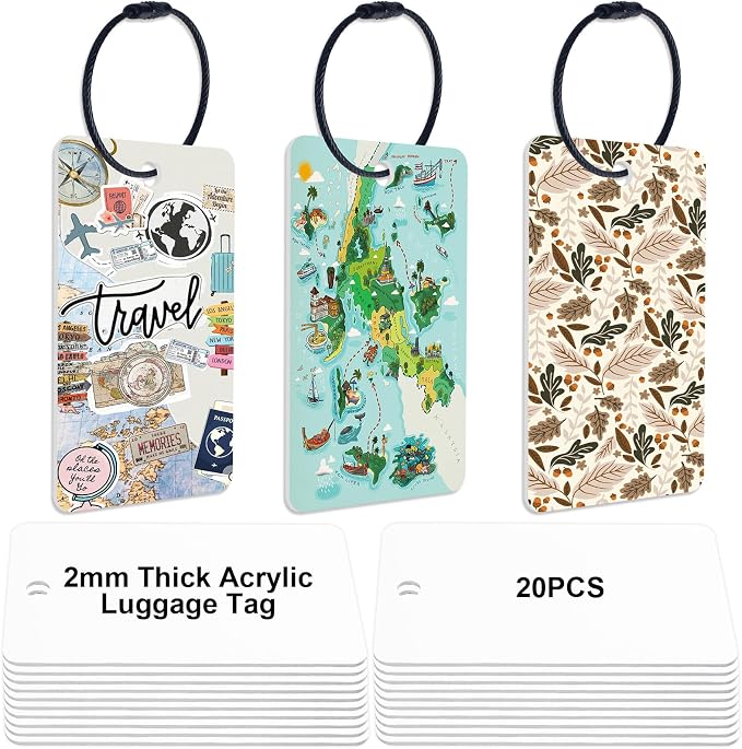 20pcs Upgrade Sublimation Luggage tag Blanks（2MM Thickened） | Sublimation Luggage tag Blanks,PET Luggage Tags,Blank ID Card HolderDouble Sides Sublimation Keychain Blanks（2MM Thickened）