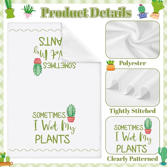 GROBRO7 Cactus Potted Hand Towel - 6Pcs Funny Succulent Decorative Towels Soft Polyester Cleaning Dish Cloths Kitchen Dining Room Bathroom Home Decor, Gardening Gifts for Plant Lover Women Hostess