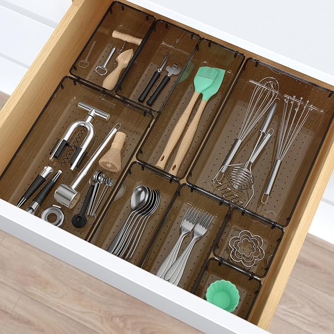 33 PCS Plastic Drawer Organizers Set, 4 Size Desk Drawer Organizer Trays | 4 Size Desk Drawer Organizer Trays for Makeup, Jewelry, Kitchen Utensils, Gadgets and Office