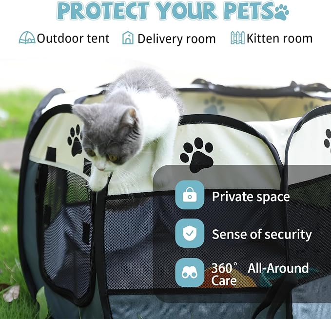 SENCONE Portable Pet Playpen for Cats, Kittens, Puppies, Indoor/Outdoor, S (Pack of 2)