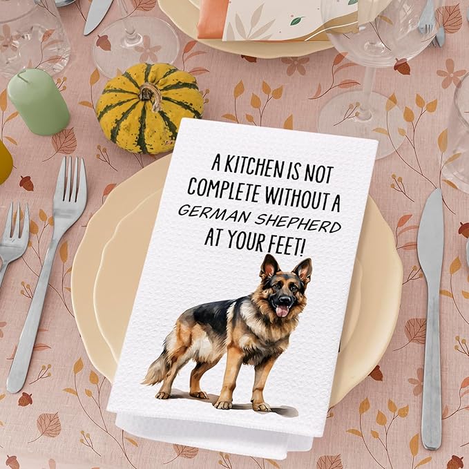 SPBL&L German Shepherd Dog Kitchen Towels Set of 4, German Shepherd Gifts for Women,German Shepherd Decor Tea Dish Towels for Kitchen,German Shepherd Decorative Hand Towels for Bathroom,16x24 Inches