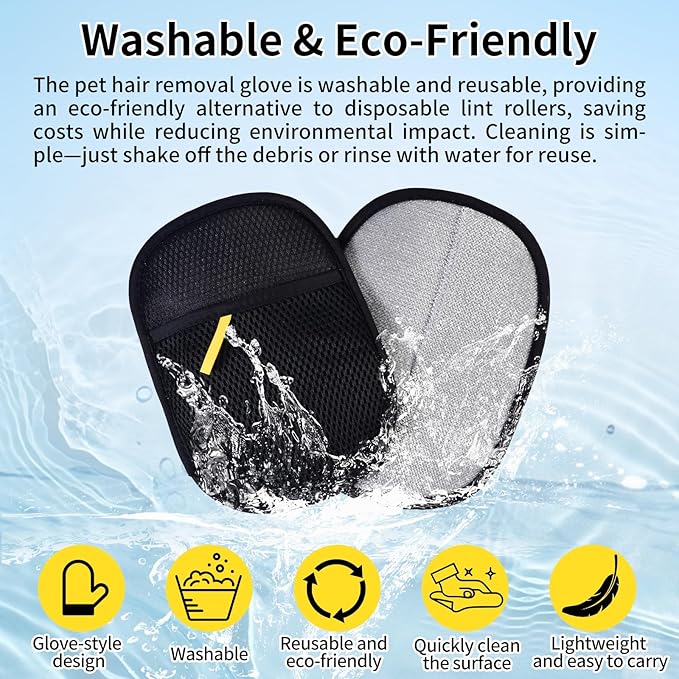 Pet Hair Removal Glove for Cats and Dogs,2PCS Large Magic Brush Tool for Pet Hair Remover,Reusable with Bidirectional Bristles,Pet Hair Remover Tool for Clothing,Couch,Carpet,Car Seat