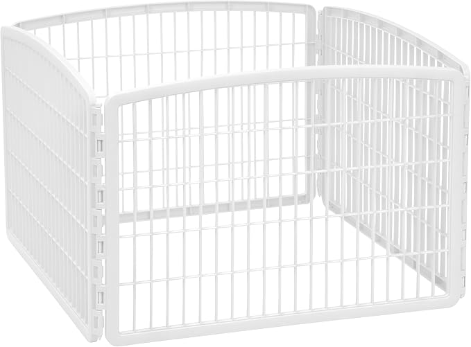 IRIS USA 4-Panel Dog Playpen, Pet Enclosure, Dark Gray | Safe Play Zone, Configurable Layout, Multi-Shape Setup, Custom Pen Configuration, Stable Non-Tip Base, Secure Door Latch