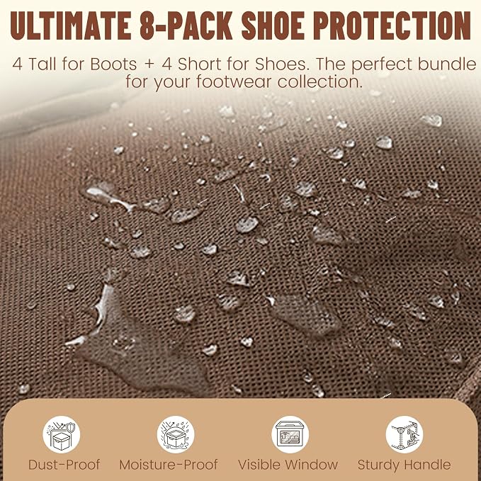 8Pack Brown Boot Storage Bag, Cowboy Boot Travel Bag, Dust Bag for Boots, Boots Protector Storage, Tall Boot Storage Carry Bag for Daily Use