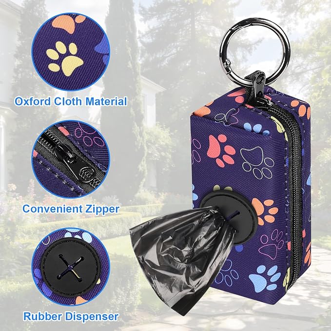 2pack Dog Poop Bag Holder Zippered Pet Waste Bags Dispenser
