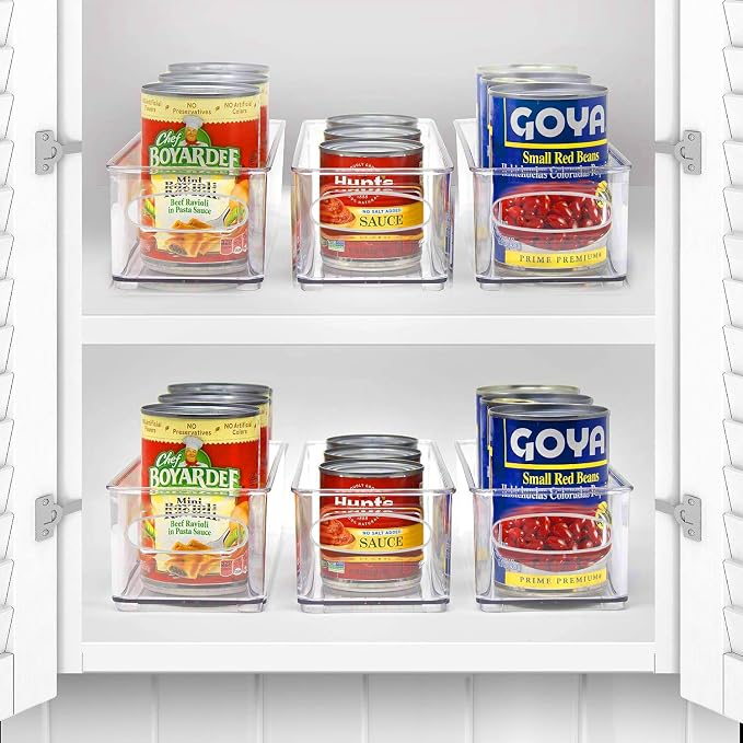 Sorbus Fridge Organizers and Storage, Clear Stackable Bins (Small, 6 Pack) | Built-in grips support easy access and transport; plastic containers organize food in freezers, drawers and countertops.