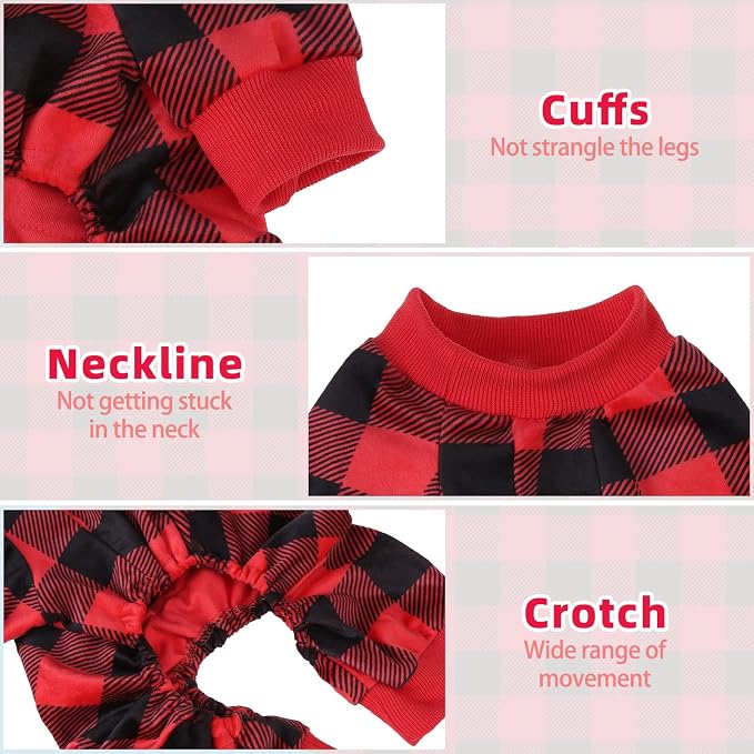 PUPTECK Soft Fleece Dog Pajamas for Small Medium Dogs, Dog Onesie Puppy Sweaters Clothes Jumpsuit Pjs, Cute Jammies Cat Coat Pet Costume Apparel