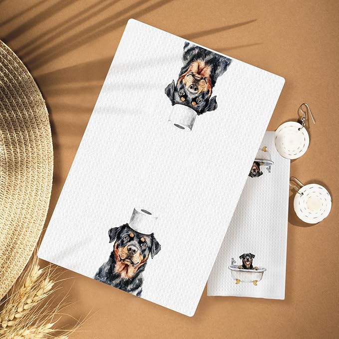 Funny Rottweiler Bathroom Decor Hand Towels Set of 3, Rottweiler Mom Gifts, Gifts for Rottweiler Lovers, Kids Dog Bathroom Decor, 16x24 Inch