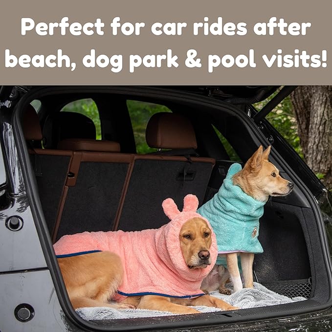 DERPYCHAPPY Premium Dog Towel Robe & Dog Bathrobe for Drying Dogs Made in Korea | Super Absorbent Quick & Adjustable Microfiber Bath Towel for Cats & Puppy Robes After Bath | Soft Warm Coat (Mint,S)