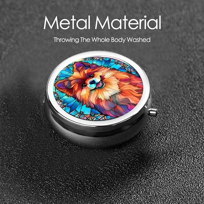 Pomeranian Dog Small Box for Pill,3 Compartment Pill Case Travel Medicine,Portable Pocket or Purse Pill Organizer Container Holder Hold Vitamins, Medication, Fish Oil Supplements