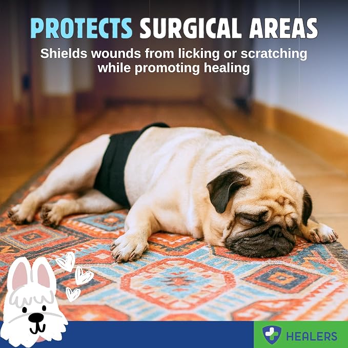 Healers PetCare Rear Wrap for Dogs, Calming Support, Large | Calming compression wrap, incontinence and recovery support, hot/cold pockets, adjustable, breathable, washable