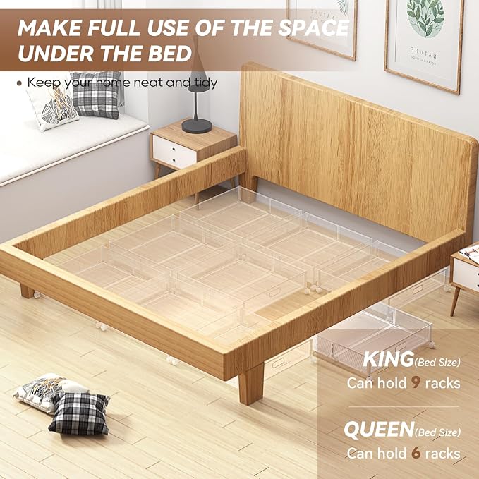 Under Bed Storage with Wheels & Handle,Metal,Large,4 Pack,White | Tool-free assembly,glide smoothly,easy reach,foldable,maxmazie low-profile beds,dorm,keep seasonal clothes,shoes,sockes fresh