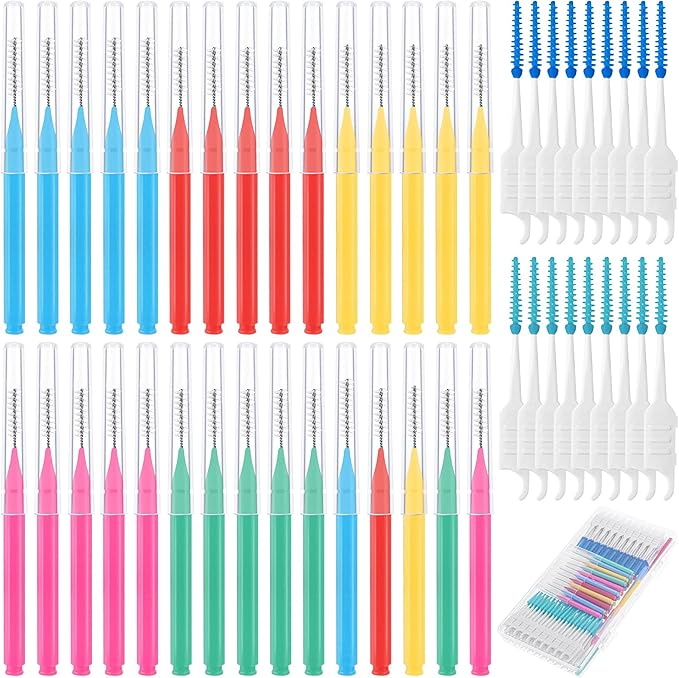 255 Pieces Braces Flossers for Braces, Interdental Brush Soft Dental Floss Picks Braces Cleaning Kit Toothpick Dental Brush Braces Teeth Flossers Brushes for Tooth Cleaner(5 Sizes)