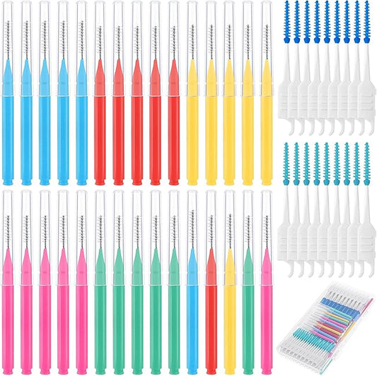 255 Pieces Braces Flossers for Braces, Interdental Brush Soft Dental Floss Picks Braces Cleaning Kit Toothpick Dental Brush Braces Teeth Flossers Brushes for Tooth Cleaner(5 Sizes)
