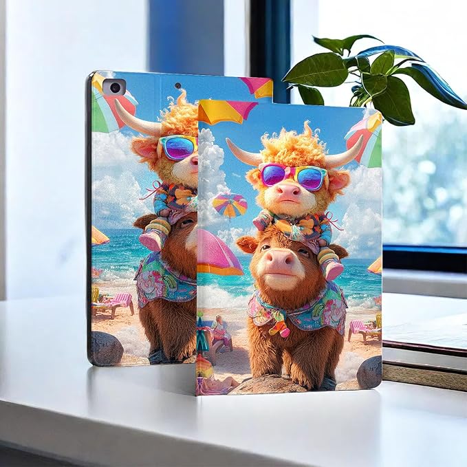 for Microsoft Surface Pro X/Pro X Plus-13 2019/2020/2021/2024 Tablet Case,Auto Wake/Sleep,Adjustable Stand Protective Cover - Cartoon Cow