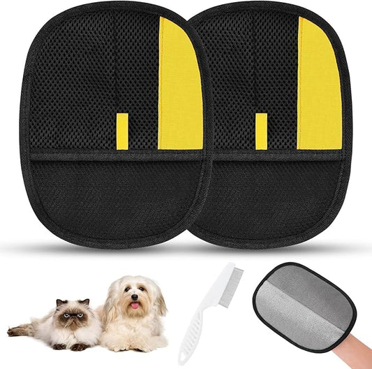 SAWMONG Pet Hair Removal Glove, 2Pcs Cat & Dog Reusable Pet Hair Remover Gloves New Upgrade, Grooming Pet Hair Remover Tool, Alternative to Lint Rollers