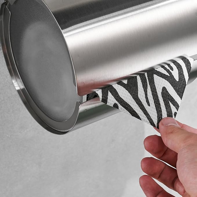 JunSun Cat Proof Toilet Paper Holder Dog Proof Toilet Paper Roll Holder Pet Proof TP Holder Anti-Cat TP Roll Holder TP Roll Keeper Protector Round Enclosed Wall Mounted Stainless Steel Brushed Nickel