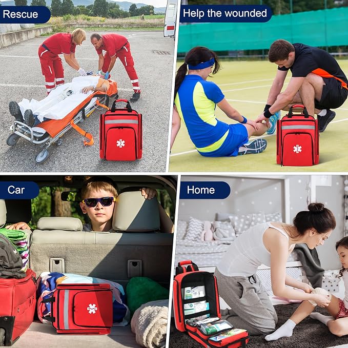 First Aid Bag Empty,EMS,EMT,Emergency Trauma Doctor Bag,First Aid Kit For Car,Home,Hiking,Camping and Travel(Red)