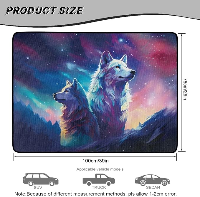 Starry Sky Wolf Car Trunk Mat Dustproof Cargo Mat for Cars Non Slip Rear Trunk Liner Universal Fit for Most SUV Sedan Van Wolf Car Interior Accessories (Blue)