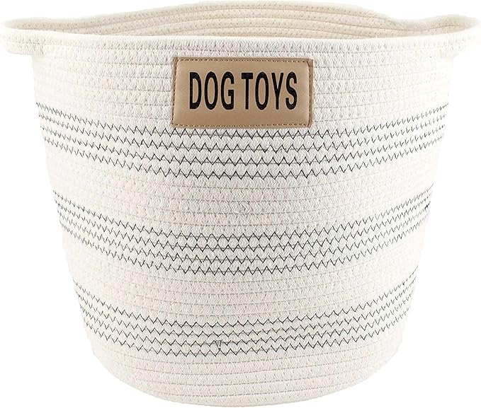 Midlee Dog Toy Rope Cotton Basket (Large)- Storage Bin Pet Items Organizer