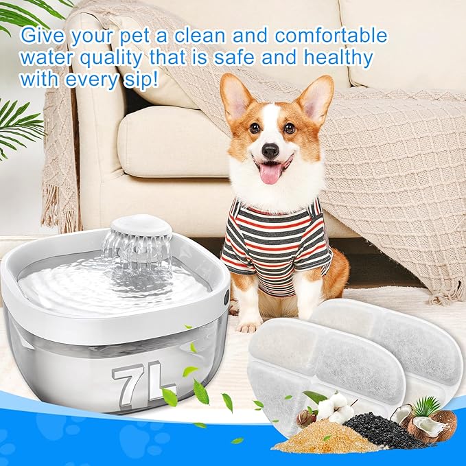 6+6 Pack Filter & Pump Sponges Dog Water Fountain Filters Replacement Compatible with FEELNEEDY 7L/1.8Gal Drinking Water Fountains(FN-W05), Cat Fountains Filter for Pet Automatic Bowl Dispenser