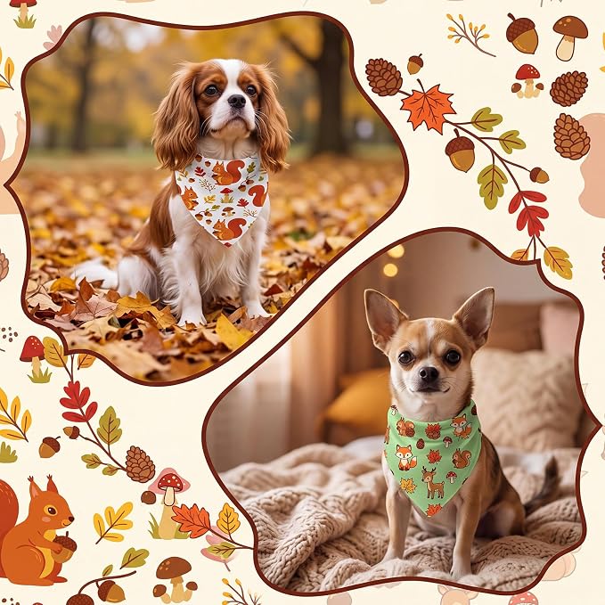 Abbylike 50 Pcs Fall Dog Bandanas Bulk Autumn Leaf Pumpkin Acorn Mushroom